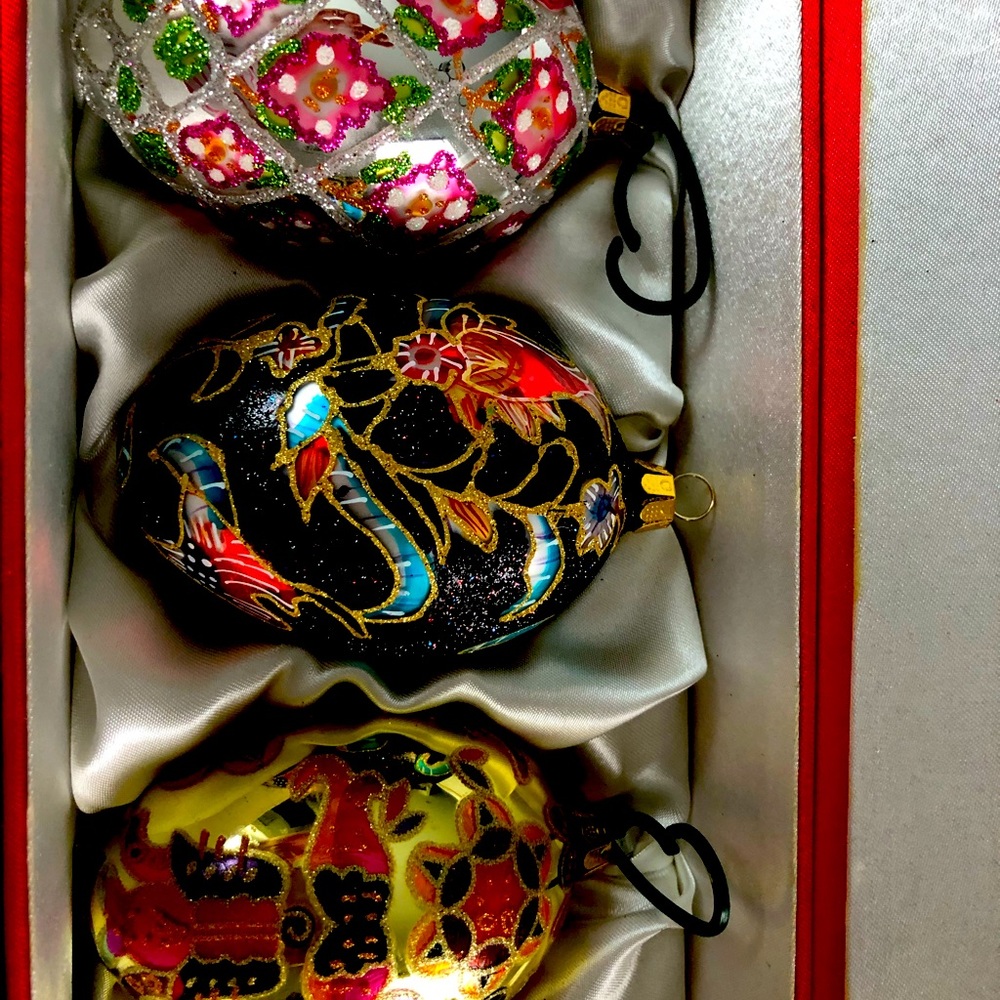 Ornate Glass Egg Ornaments